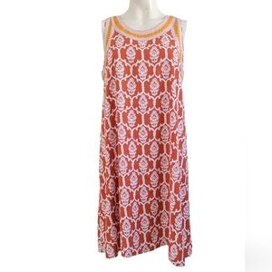 HATLEY Meghan Dress Orange Block Print Sleeveless Tank sz M